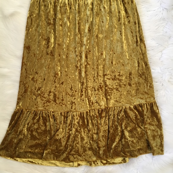 Rebecca Minkoff Mustard Yellow Velvet Midi Dress - Picture 6 of 8